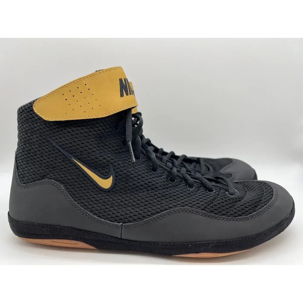 Nike Inflict 3 Wrestling Boxing Shoes Black Gold 325256-004 Men's Size 14
